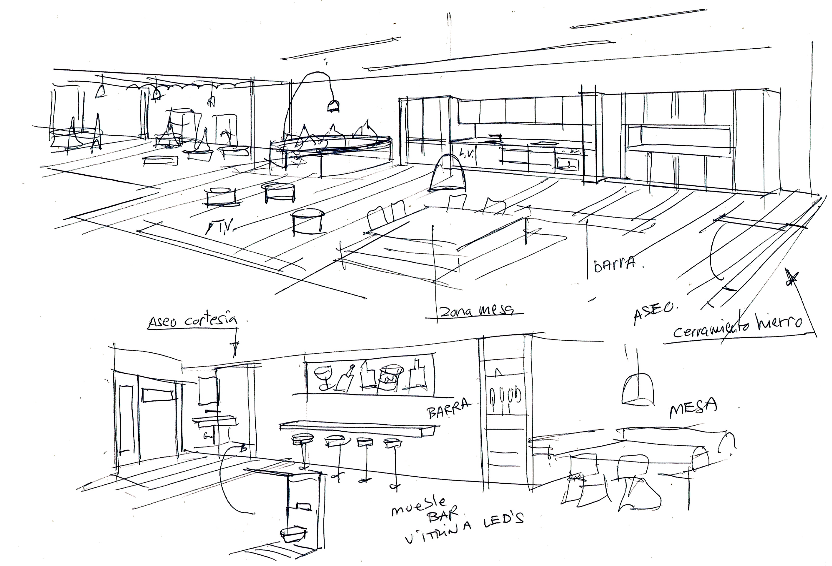 Conversaciones con croquis interiorismo pepenietostudio
