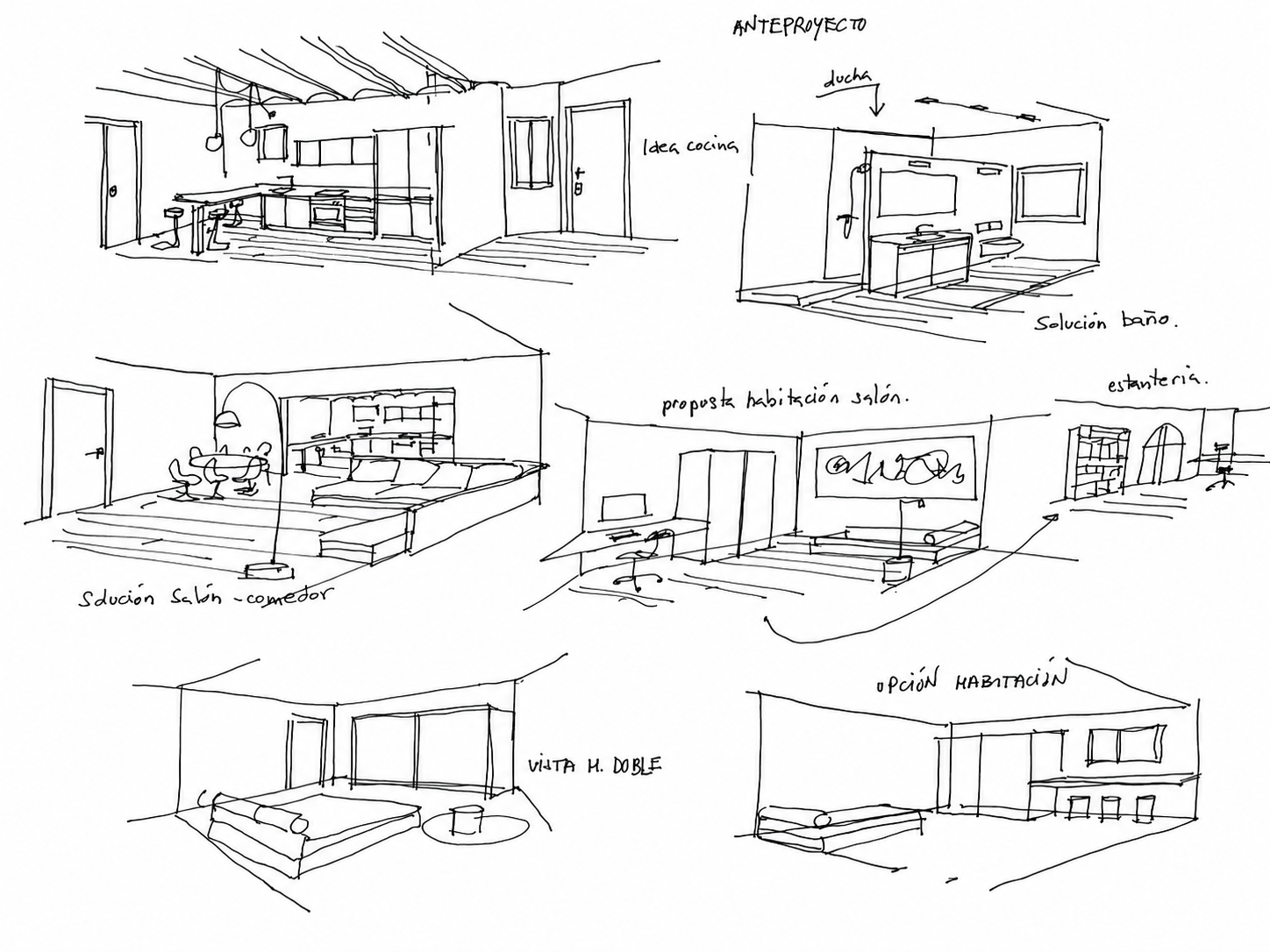 Conversaciones con croquis interiorismo pepenietostudio